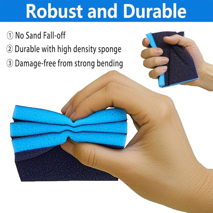 16 Pack 320 Grits Sanding Sponge Fine Sanding Block, Washable and Reusable Wet Dry Sandpaper Block Sandpaper Sponge for Wood Metal FurniturePaint and Drywall