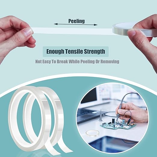 2 Rolls 10mm x33m(108ft) Clear Heat Tape,Transparent High Temperature Heat Resistant Tape,Heat Transfer Tape for Heat Press and Sublimation,Heat Transfer Vinyl,No Residue