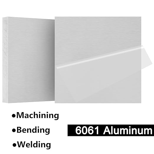 2Pack 6061 T651 Aluminum Sheet Metal 4 x 4 x 1/2Inch (12.7MM) Flat Plain Thickened Aluminum Plate Covered with Protective Film, Heat Treatable Rectangle 0.50" Thick Aluminum Metal Plate for Industrial
