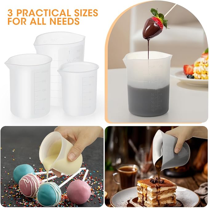 Aieve 6 Pcs Silicone Chocolate Melting Cups, Reusable Measuring Cups - Image 2