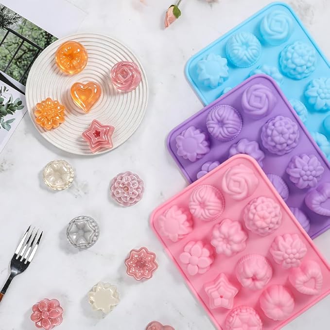 SJ Silicone Soap Molds 3 Packs, Flower Soap Molds - Image 2