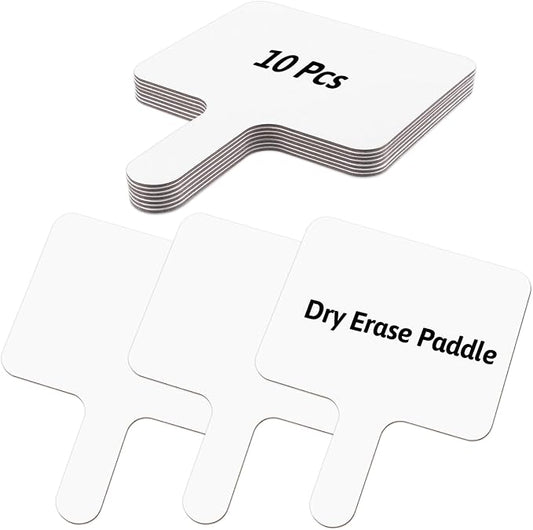10 Pcs Dry Erase Answer Paddles 10x8 Inch Handheld White Boards Mini Double Sided Dry Erase Signs Small Auction Paddles for Students Teachers Office Classroom Meeting Voting Family Games Party