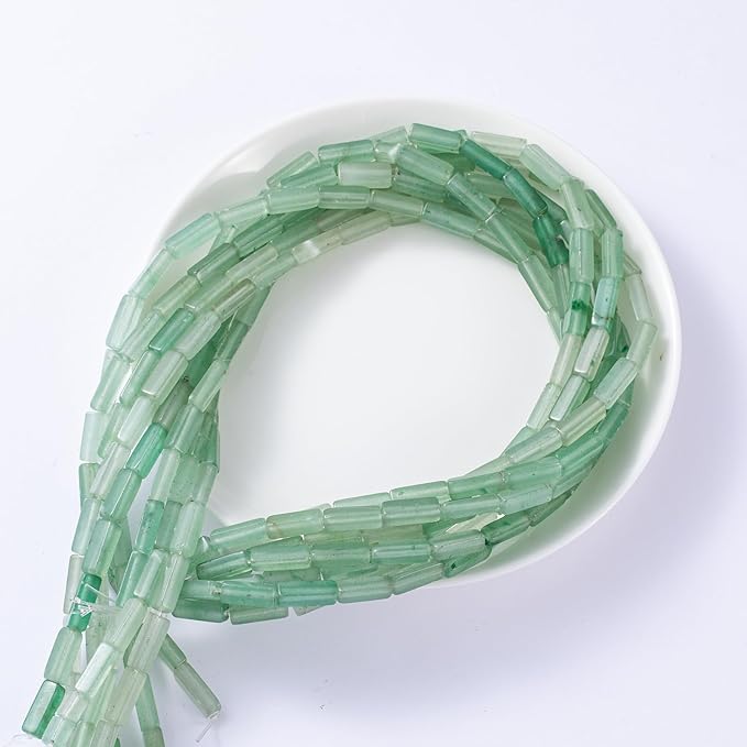 Natural Green Aventurine Rectangle Tube Beads 4x13mm 38cm/str Loose Semi Gemstone Stone Beads for Making Bracelets Necklace Earrings
