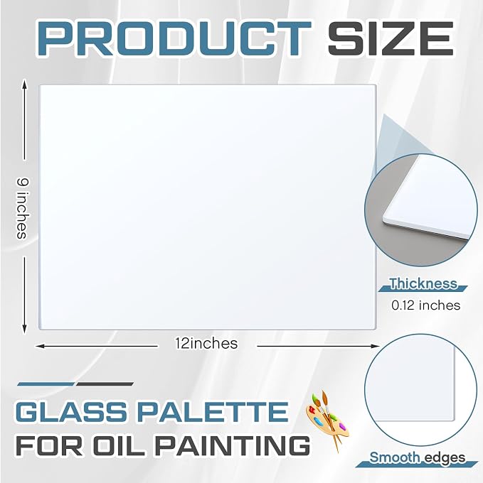 Nuanchu 1 Pcs 9 x 12 Inches White Tempered Glass Palette - Image 3