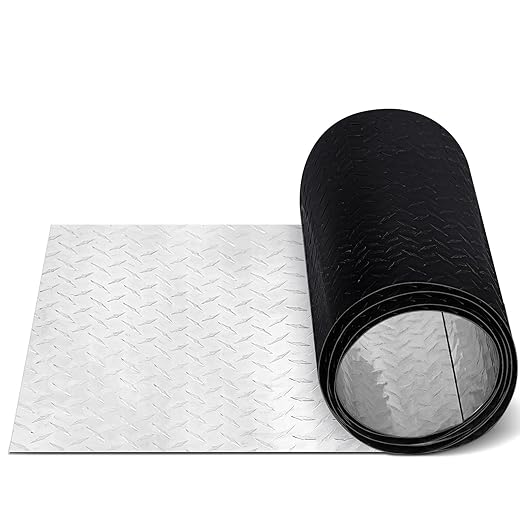 1pcs Diamond Plate Sheet Metal Heavy Duty Tread Aluminum Sheet Diamond Tread Plate for Wall Covering, Cargo Trailer, RV and More (12'' X 120'' X 0.06'',Black)