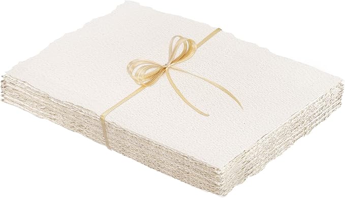 25 Sheets Watercolor Paper 5 x 7 in, 300 GSM Deckled Edge Handmade Paper | by Prudiut
