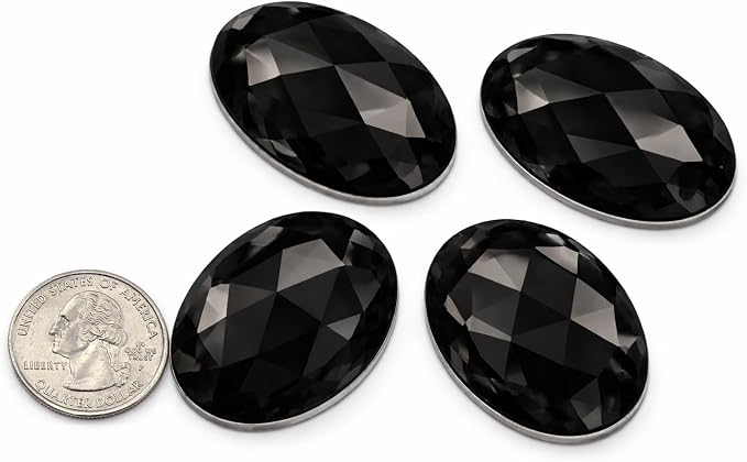40x30mm Jet Black H101 Large Flat Back Oval Acrylic Rhinestones Cosplay Costume by Allstarco