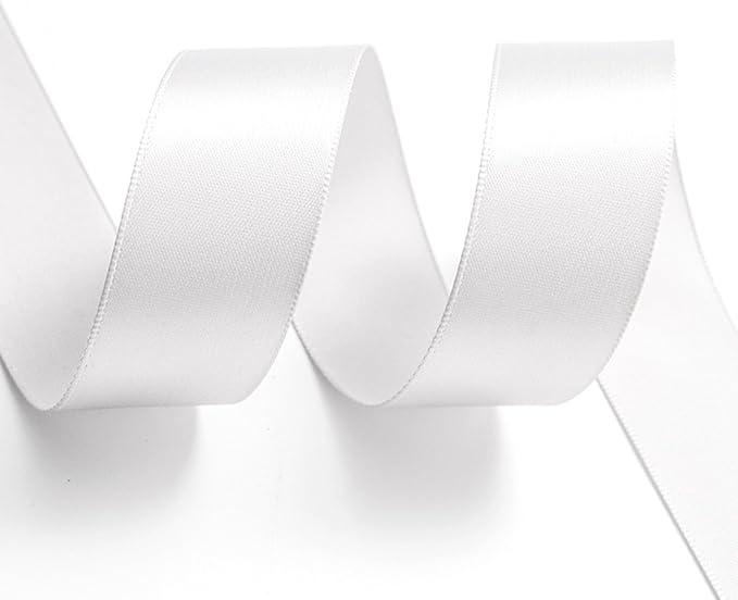 1-1/2" x 100 Yards White Polyester Satin Ribbon Single Faced Fabric Ribbons for Eternal Roses, Flower Bouquets, Gift Wrapping, Crafts, Bridal Shower, Wedding Decor