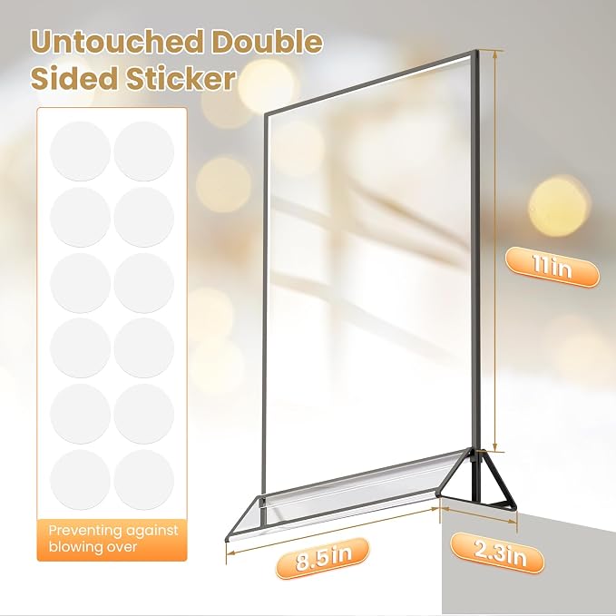 6 Pcs Acrylic Sign Holder 8.5X11 Double-Sided Black Picture Frame | Acrylic - Image 2