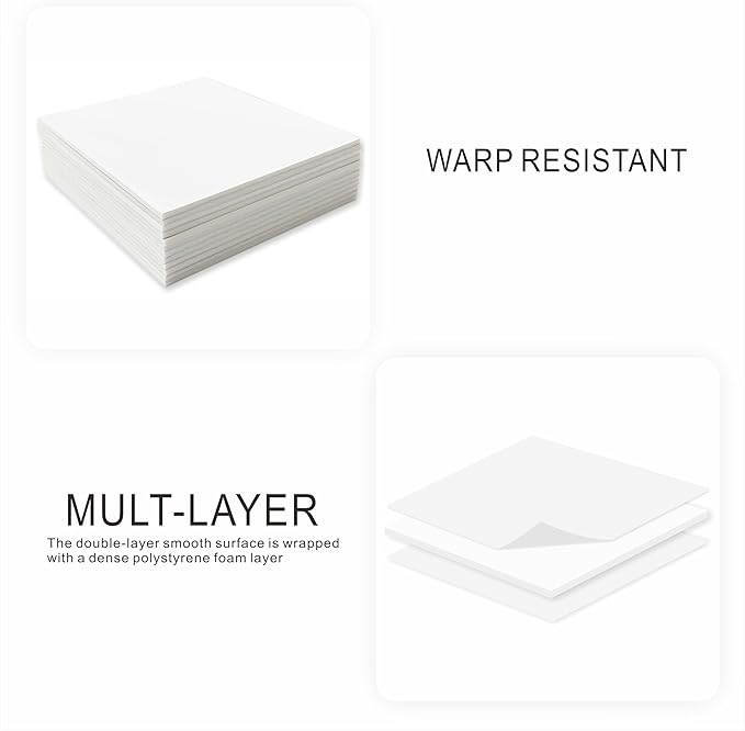 Foam Board 16 x 20 in, ZXUNLIEH 12 Pack White Poster Board, 3/16 in Thick Craft Foam Core Board, Puzzle Board, Double Sided, Foam Sheets for Picture, Project, Presentation, Artwork, Signage and Crafts