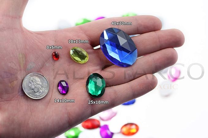 40x30mm Large Flat Back Oval Acrylic Rhinestones Cosplay Costume Gems Plastic - Image 4