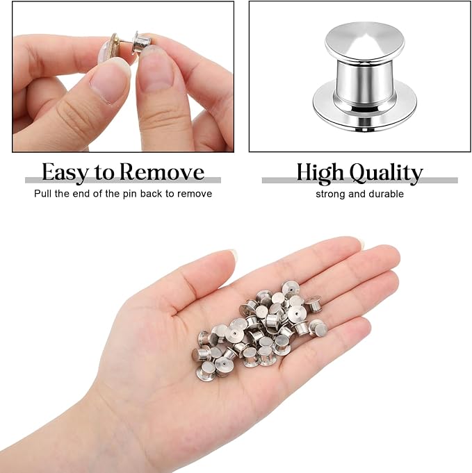 30 Pcs Pin Backs Locking, Metal Pin Backs Safety Pins Locks Pins Keepers Clasp, Lapel Brooch Holder for Brooch DIY Crafts Badges Enamel Lapel Needles
