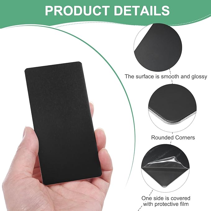 20-Pack Anodized Aluminium Laser Engraved Mount Metal Plate 4x2x0.04 Inch Engraver Blank Anodized Aluminum Sheets for DIY Laser Printing/Home/Office[Black]