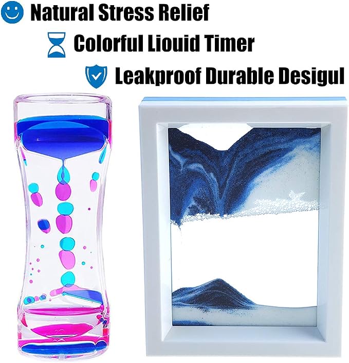 FKYTION Liquid Motion Bubbler Timer and Moving Sand Art Picture 2 Pack Colorful - Image 2
