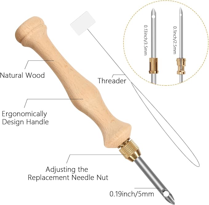 Pllieay Punch Needle, Wooden Punch Needle Tool, Adjustable Embroidery Punch - Image 2