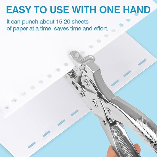 2 in 1 Badge Slot Hole Punch for ID Cards, Heavy Duty Hand Punch Metal Hole Puncher for PVC Material, Business Cards, Paper and Cardstock (5mm Round Hole &13mm X 3mm Slot Hole, Silver)