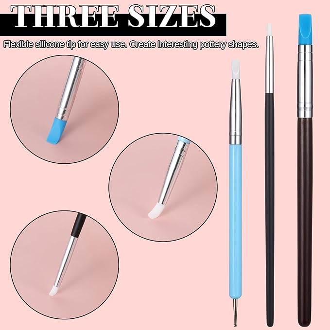 15PCS Silicone Clay Sculpting Tool, Pottery Tools Modeling Dotting Tool Resin Stippling Embossing Tools for DIY Crafts, Modeling, Nail, Painting, Embossing, Sculpting Pottery