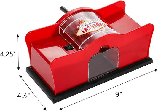 Frcctre Manual Card Shuffler 2 Deck with Hand Crank, Manual Poker Card Shuffler Cards Mixer Machine for Standard Size Playing Cards