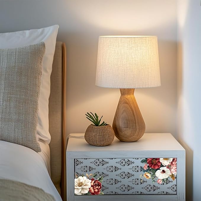 GLOBLELAND 4 Sheets Vintage Peony Flowers Transfer 11.8x5.9inch Flower Background Rub on Transfer Rose Self-Adhesive Wall Art Decals for Bedroom Living Room Desk Table Decoration