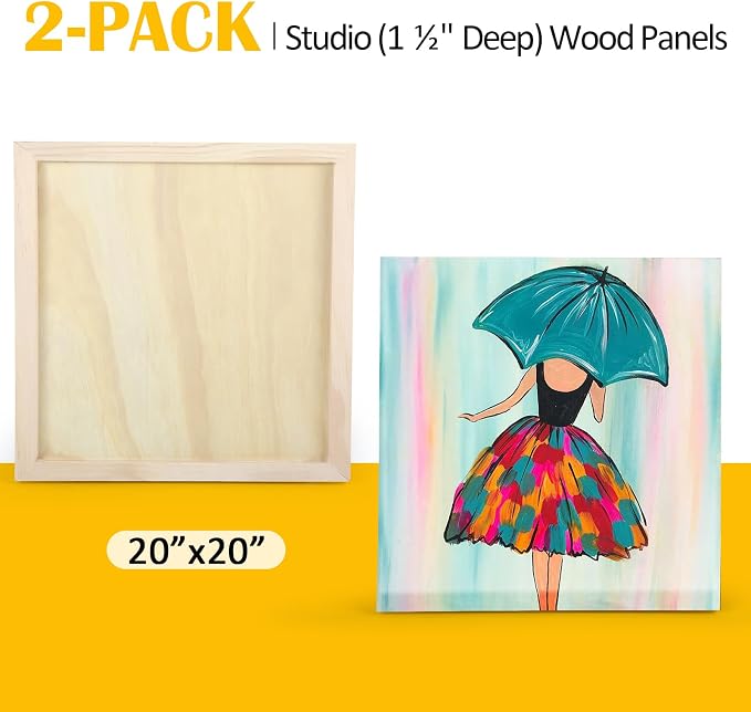 Falling in Art 2 Pack 20x20'' Unfinished Gallery Birch Wood Canvas Panels | 1 - Image 6
