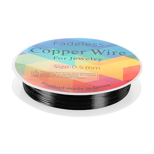 HARFINGTON 20ft Jewelry Wire, 24 Gauge (0.5mm) Brass Craft Soft Metal Tarnish Resistant Copper Beading Wire for Jewelry Making Supplies Crafting, Black