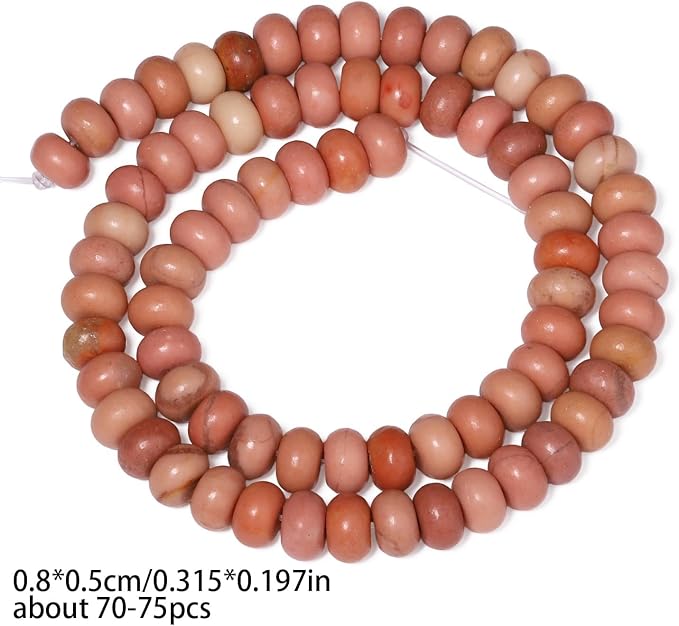 Songxi 5x8mm Natural Matte Red Rhodonite Stone Rondelle Beads, Gemstone - Image 2