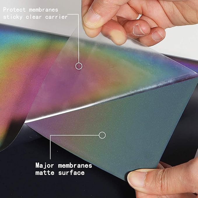 Guangyintong Reflective Rainbow Heat Transfer Vinyl Roll, 12" x 8ft, 1 Piece, Rainbow HTV Vinyl for All Cutter Machines, Easy to Cut & Weed, DIY Design