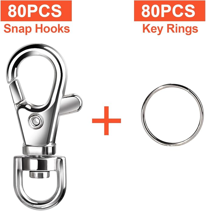 LEOBRO 160PCS Lobster Claw Clasps and Key Rings, Keychain Making Kit, Key Chain - Image 2
