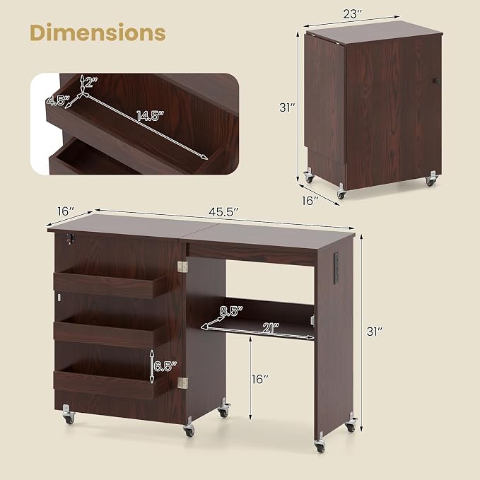 Giantex Folding Sewing Table - Image 3