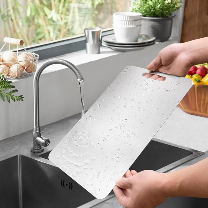 100% Pure Titanium Cutting Board for Kitchen – Non-Toxic, Double-Sided, Eco-Friendly, Dishwasher Safe, Rustproof, Knife-Friendly Chopping Board for Meat, Vegetables & Fruits (12 x 9 in)