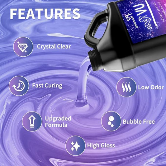 UV Resin Bulk 2000g, Hard Type Clear Beginner-Friendly Kit, Upgraded Formula & Crystal Clear for Jewlery Making, Art Craft, 1000g*2 Resin UV Kit for Earring, Pendant, DIY