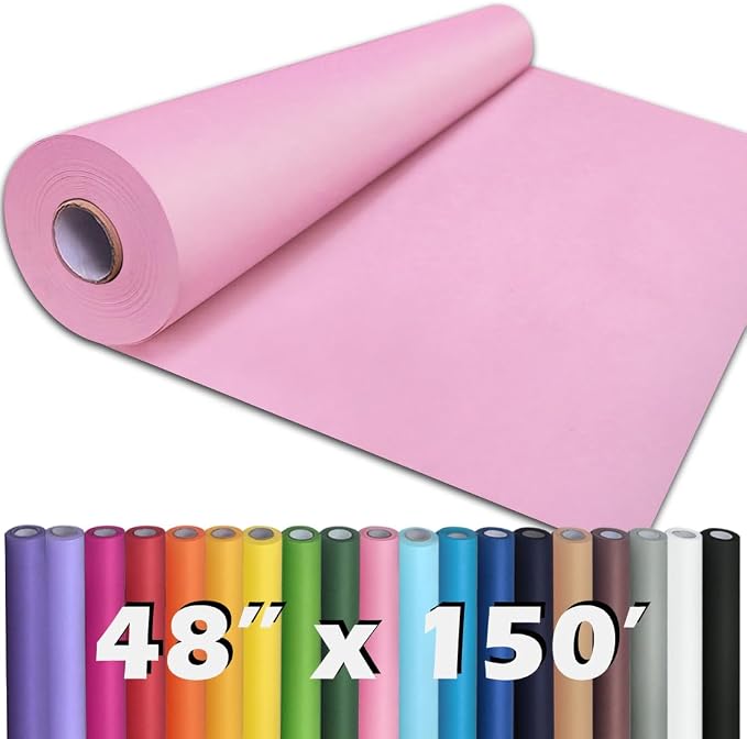 PerkHomy Light Pink Kraft Paper Roll 48" x 1 by PerkHomy
