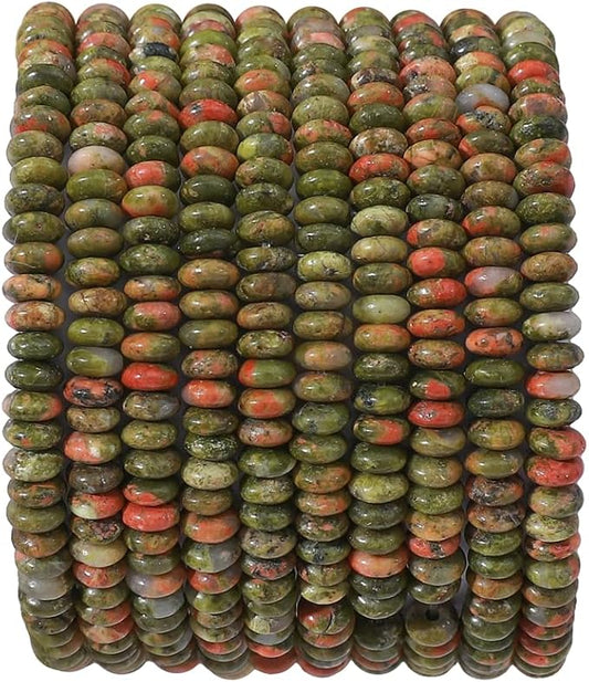 Natural Unakite Disk Stone Beads 4x2mm 160pcs Rondelle Loose Semi Gemstone Beads for Jewelry Making Design