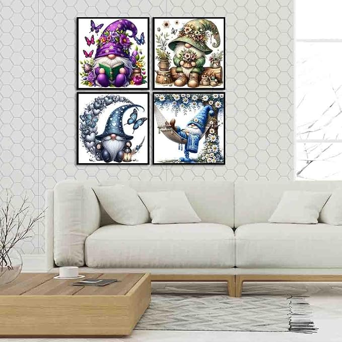 4 Pack Gnome Cross Stitch Kits for Adults Beginner, Counted Cross Stitch Kits - Image 4