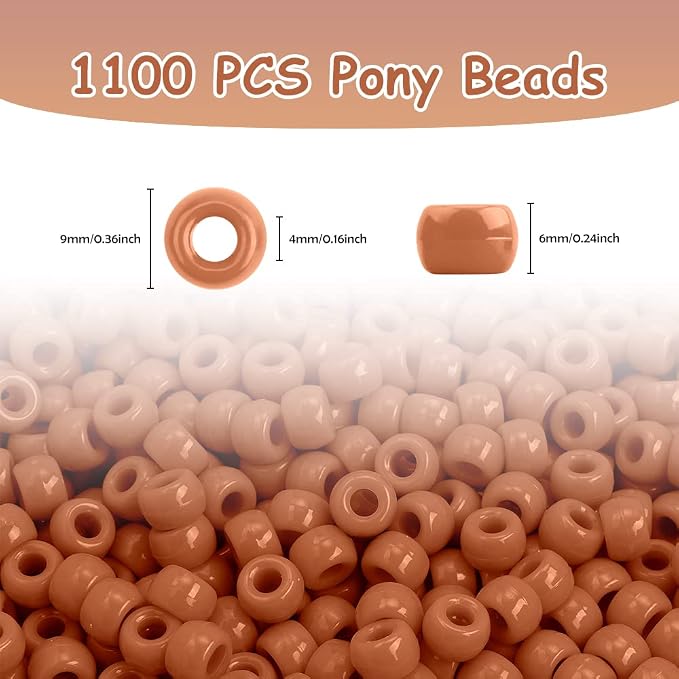 Pony Beads Bulk 1100 Pcs, Barrel Shaped, Hair Beads - Image 2