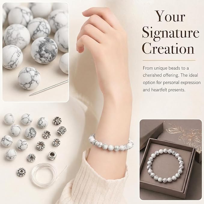 4mm Matte White Howlite Bead, 15-Inch Matte Round Loose Stone Beads - Image 4