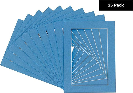 11x14 Mat for 8.5x11 Photo - Precut Bay Blue Picture Matboard for Frames Measuring 11 x 14 Inches - Bevel Cut Matte to Display Art Measuring 8.5 x 11 Inches - Acid Free Pack of 25 MATS