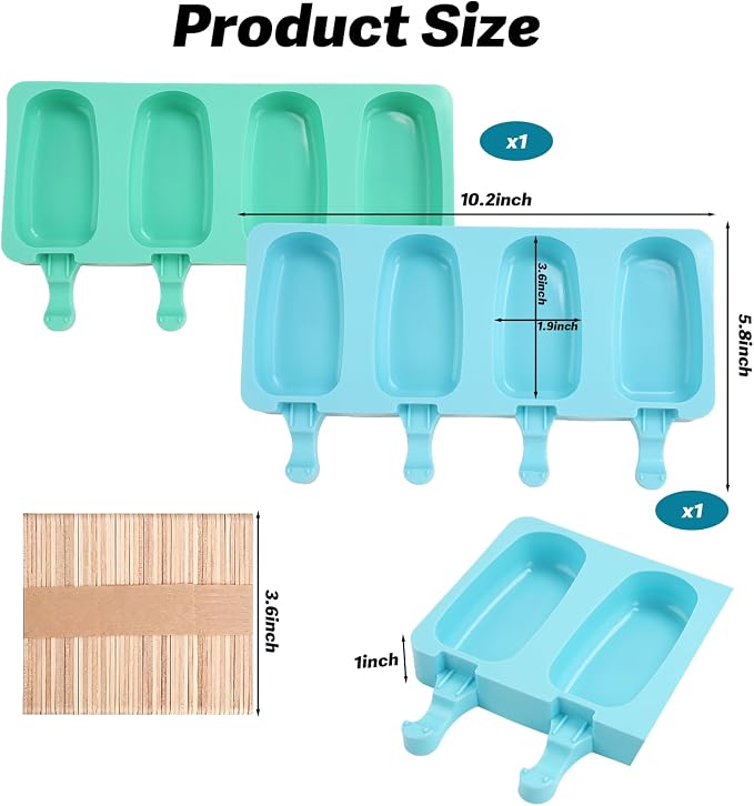 Popsicles Molds, Reusable Silicone Ice Pop Cream Cakesicle Maker Mold 4 Cavities - Image 2