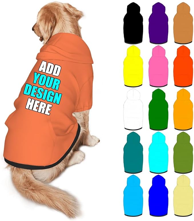 Custom Dog Hoodie Personalized Photo Text Logo Name Dog Clothes, Soft & Warm by Mynvzrk