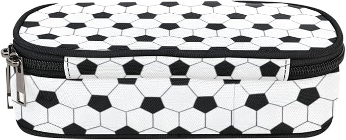 Soccer Skin Pencil Pouch Case for Boys Teen Girls Women Black and White | Large - Image 5