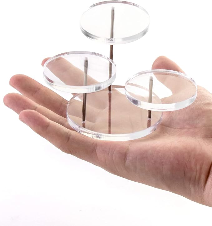 QWORK Round Acrylic Products Display Riser Stands, 3 Tier Jewelry Display Stands - Image 3