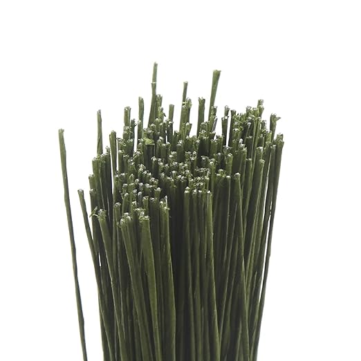 CCINEE 24 Gauge Dark Green Floral Wire Stem for Flower Arrangement Craft Supply,16 Inch,200PCS