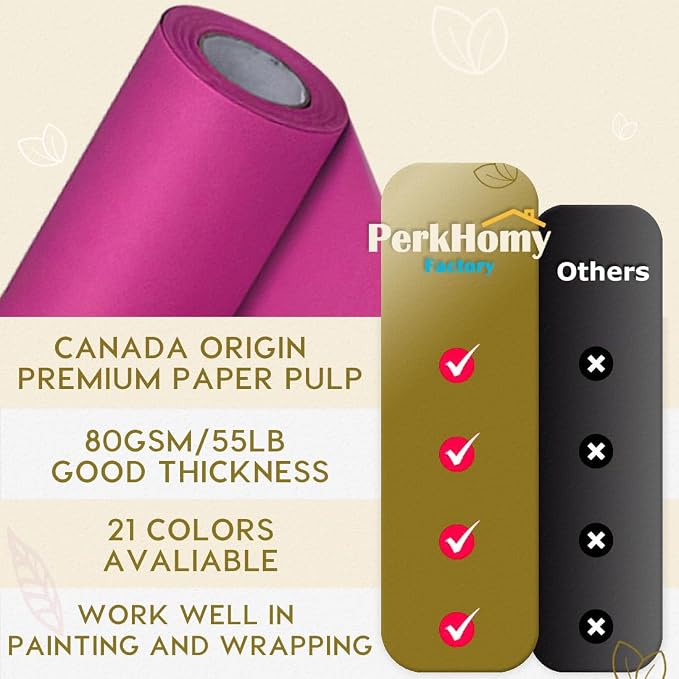 PerkHomy Rose Red Kraft Paper Roll 17.5" x 960" - Image 3