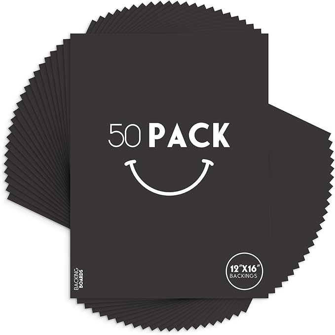 Golden State Art, 12x16 Uncut Photo Mat Matboard - Black Uncut Mats for DIY Projects, Presentation Boards, Art Crafts, Prints (50 Pack)