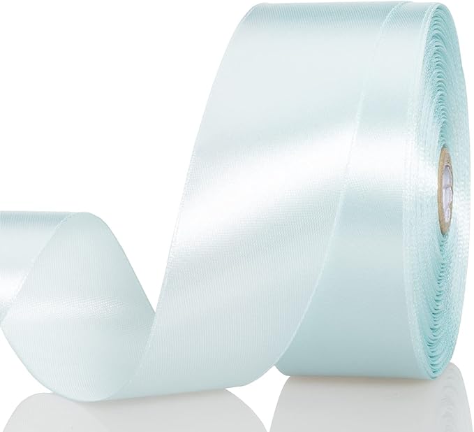 1 1/2 Inch Light Blue Solid Satin Ribbon, 50 Yards Craft Fabric Ribbon for Gift Wrapping Floral Bouquets Wedding Party Decoration