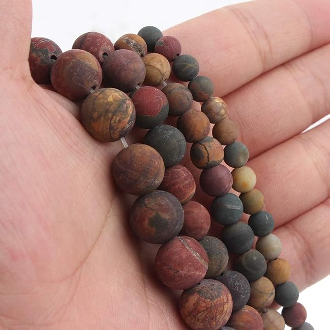 4mm Matte Picasso Jasper Bead, 15-Inch Matte Round Loose Stone Beads - Image 8