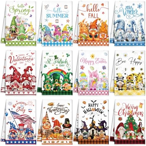 FuWeave 12 Pcs Seasonal Kitchen Towels Set by FuWeave
