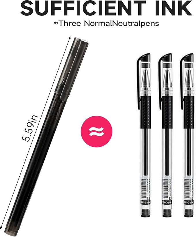RIANCY Black Fine Point Gel Pens 24Pcs 0.5mm Gel Ballpoint Pens Black Liquid Ink Pens No Smear No Bleed, Smooth Writing Pen for Journaling Note Taking Drawing Sketching Coloring Office School Supplies
