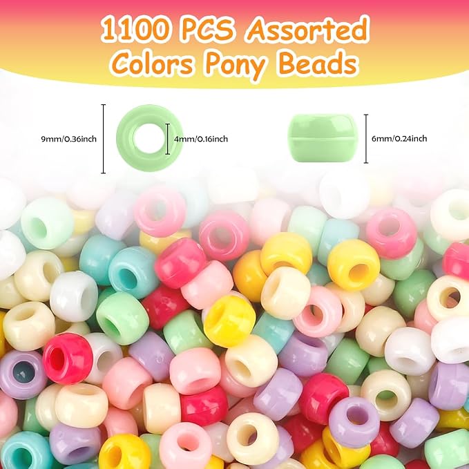 Pony Beads Bulk 1100 Pcs, Beads - Image 2