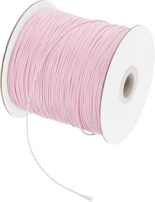 MECCANIXITY Waxed Cord 0.5mm Waxed Polyester Cord 175 Yard Light Pink